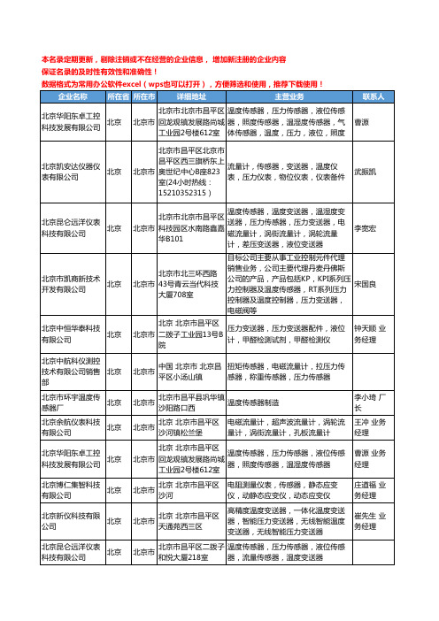 2020新版北京市温度传感器工商企业公司名录名单黄页大全493家