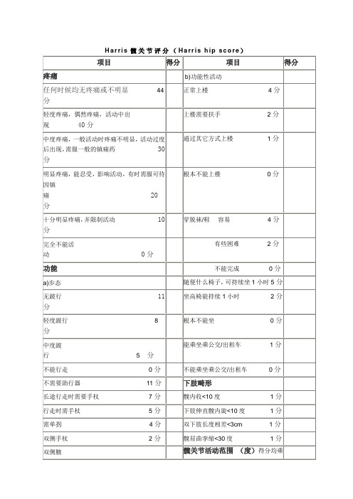 Harris髋关节评分
