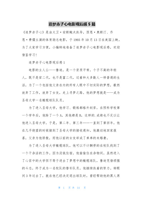 追梦赤子心电影观后感5篇