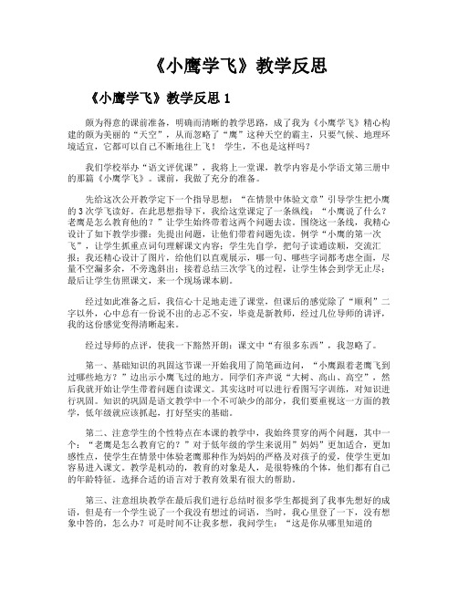 《小鹰学飞》教学反思