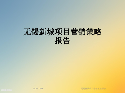 无锡新城项目营销策略报告