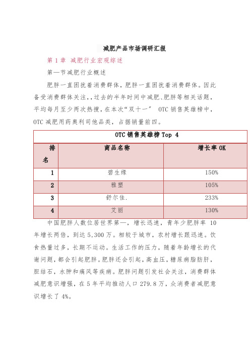 减肥产品市场调研报告