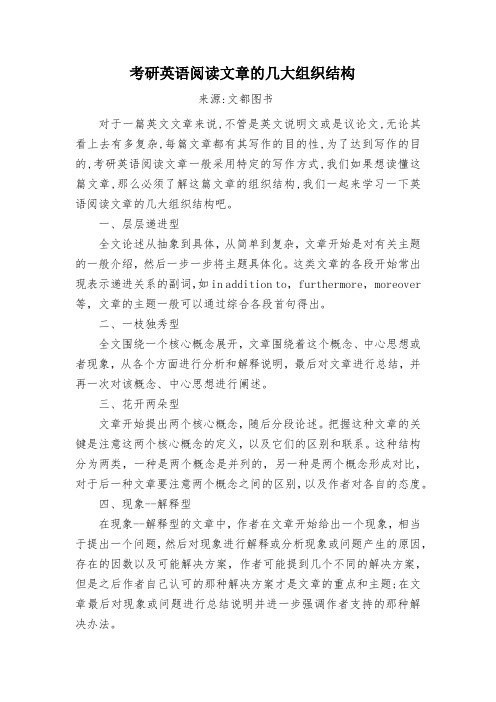 考研英语阅读文章的几大组织结构