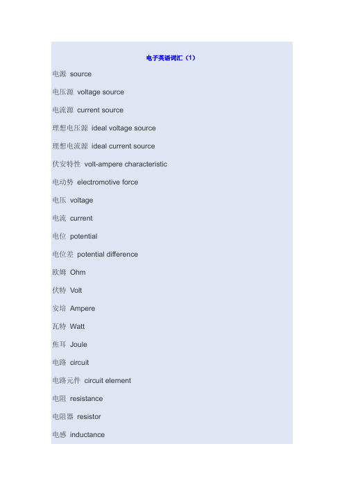 电子英语词汇中英文对照表