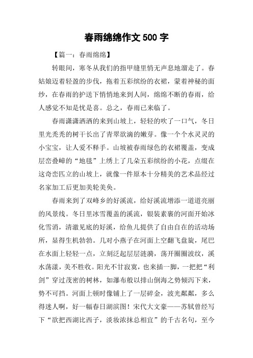 春雨绵绵作文500字