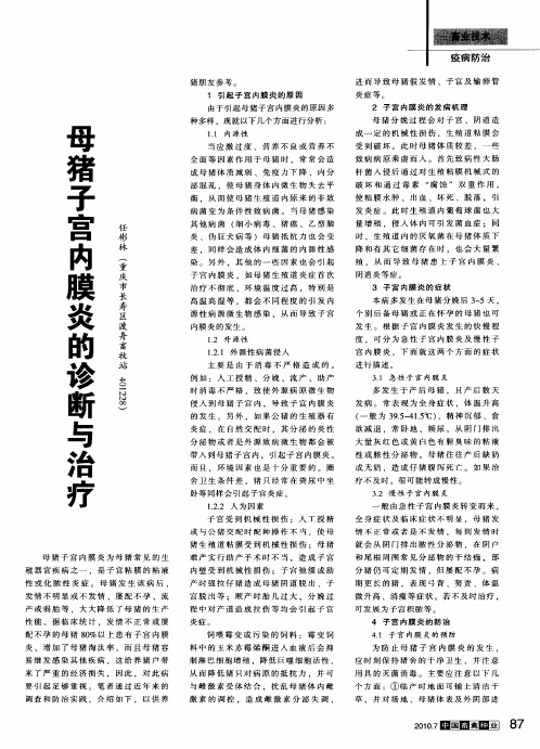 母猪子宫内膜炎的诊断与治疗