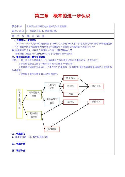 最新北师大版九年级数学上册教案     第三章复习1