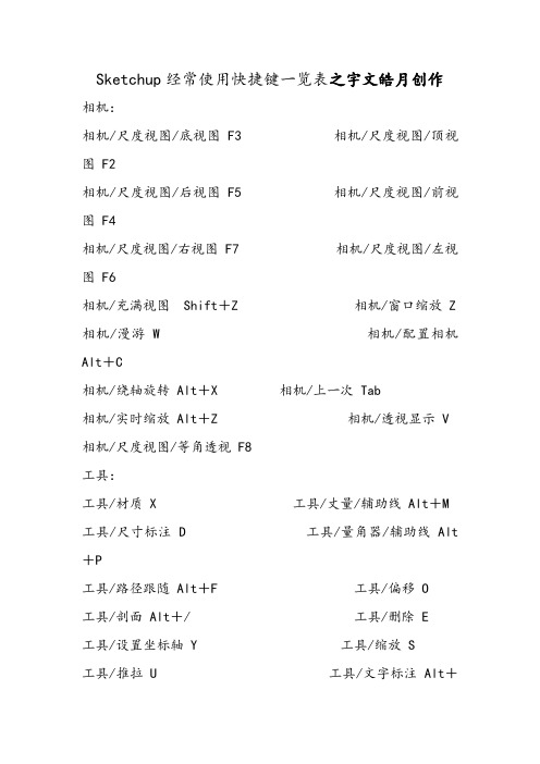 Sketchup常用快捷键一览表