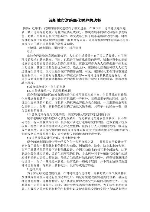浅析城市道路绿化树种的选择