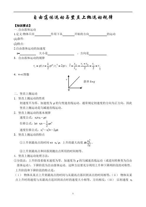 第六讲-自由落体运动与竖直上抛运动的规律