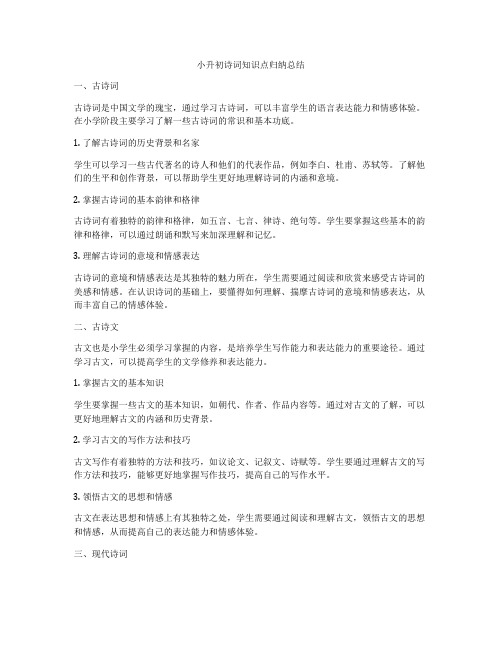 小升初诗词知识点归纳总结