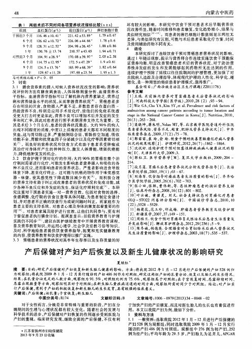 产后保健对产妇产后恢复以及新生儿健康状况的影响研究