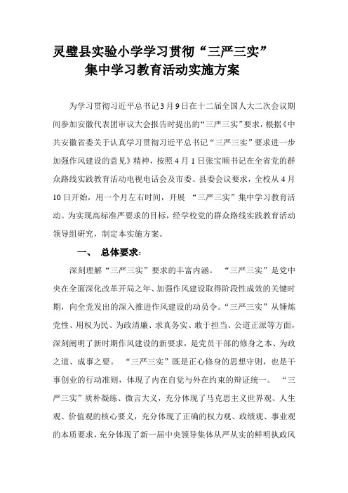 三严三实工作方案