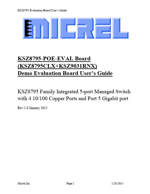 KSZ8795 Evaluation Board 用户指南说明书