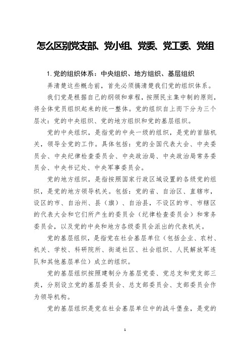 怎么区别党支部党小组党委党工委党组