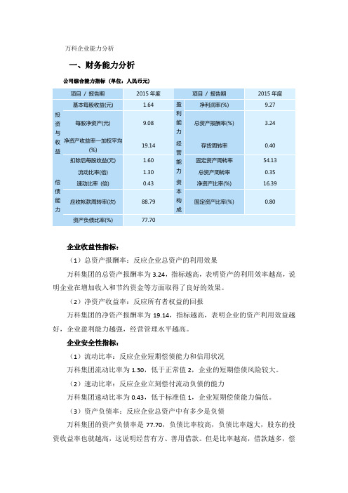 作业4万科企业能力分析战略管理
