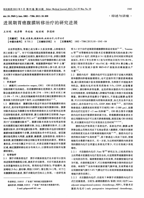 进展期胃癌腹膜转移治疗的研究进展