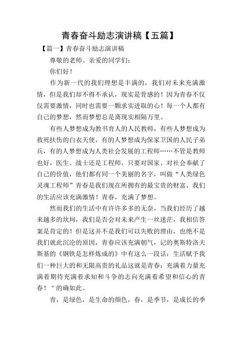 青春奋斗励志演讲稿【五篇】-