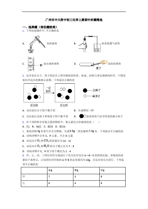 广州市中大附中初三初三化学上册期中好题精选