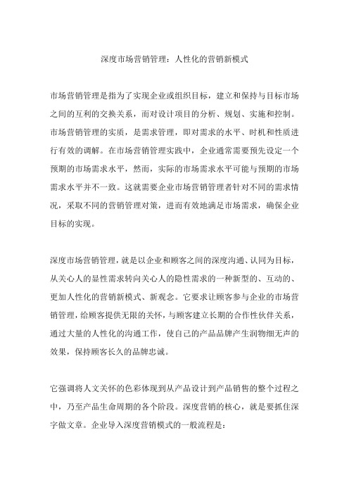 深度市场营销管理：人性化的营销新模式