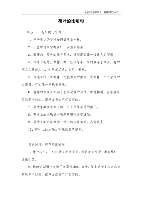荷叶的比喻句