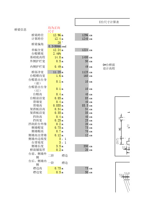 U台一般构造图尺寸计算表
