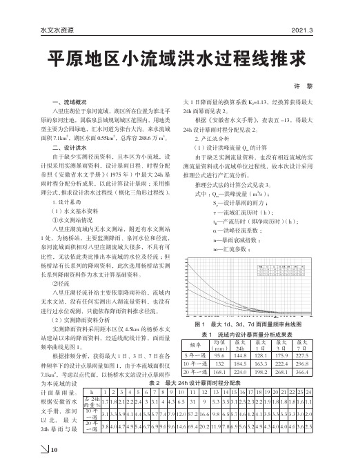平原地区小流域洪水过程线推求
