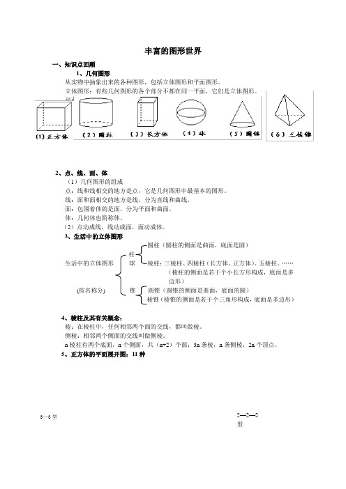 北师大版七年级(上册)数学第一章丰富的图形世界知识点归纳