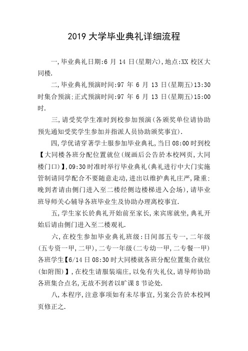 2019大学毕业典礼详细流程