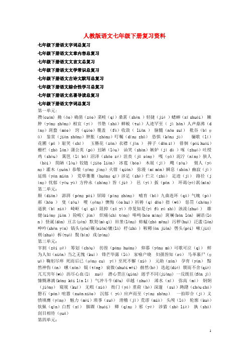七年级语文下册 复习教案合集 人教新课标版