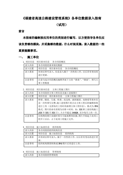 建管系统数据录入指南--施工单位篇