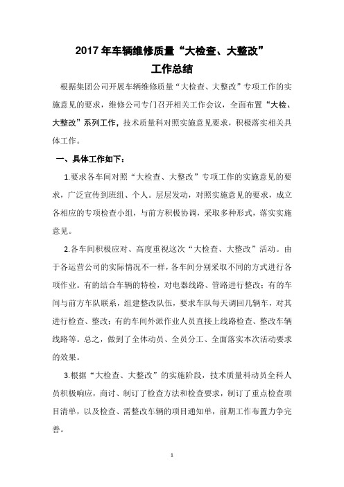 2017年大检查、大整改工作总结