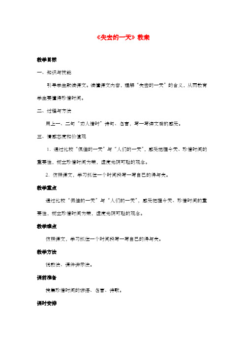 新西师大版语文四年级上册《失去的一天》公开课优质课教案第2课时