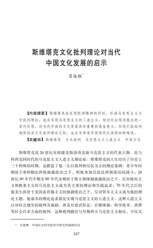 斯维塔克文化批判理论对当代中国文化发展的启示