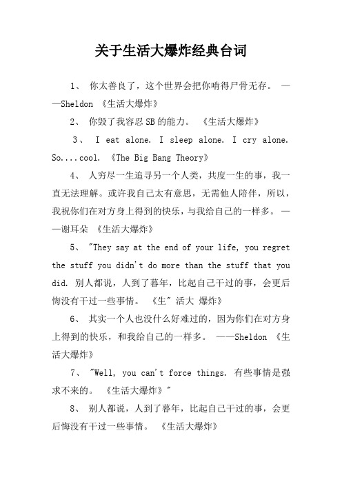 关于生活大爆炸经典台词