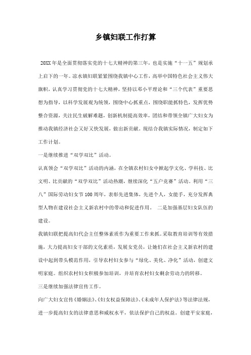 乡镇妇联工作打算