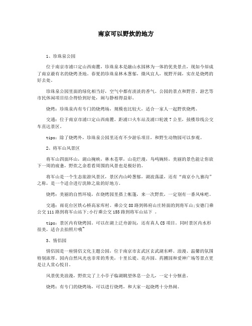 南京可以野炊的地方