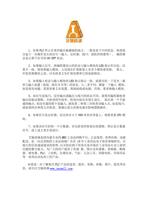 查找PLC故障的步骤