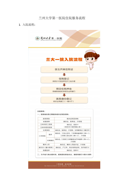 兰州大学第一医院住院服务流程