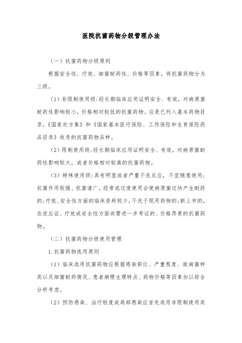 医院抗菌药物分级管理办法