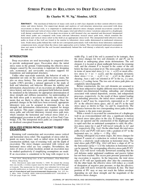 STRESS PATHS IN RELATION TO DEEP EXCAVATIONS