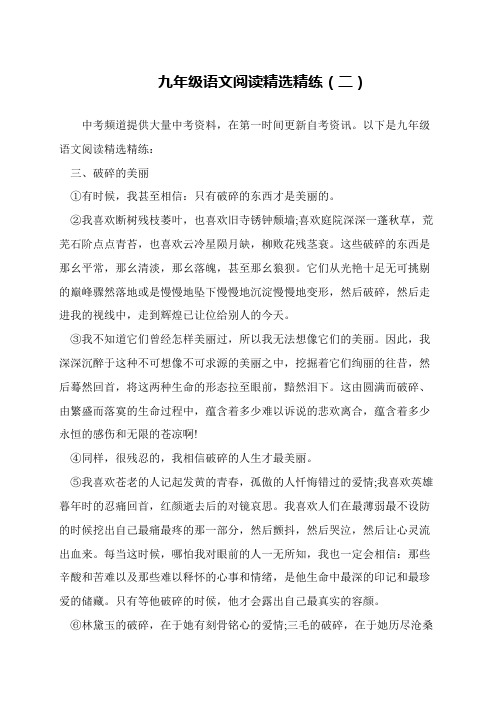 九年级语文阅读精选精练(二)