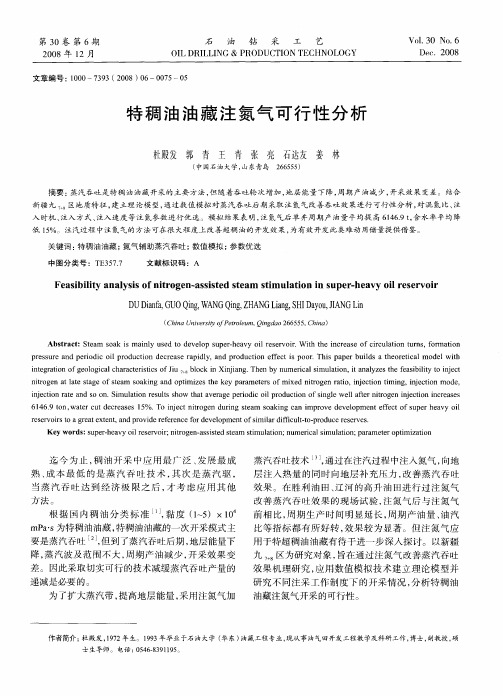 特稠油油藏注氮气可行性分析