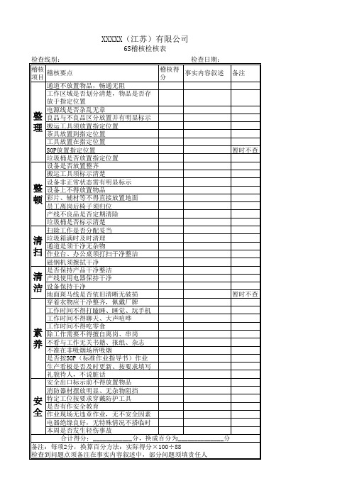 6S稽核表