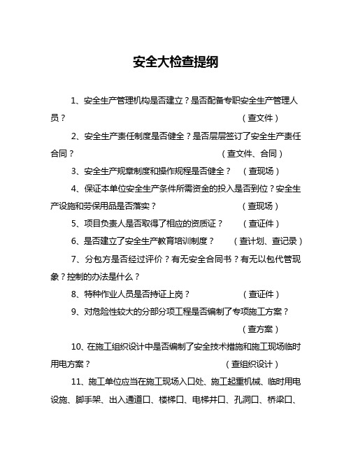 安全生产大检查检查提纲