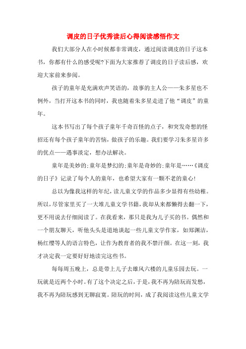 调皮的日子优秀读后心得阅读感悟作文