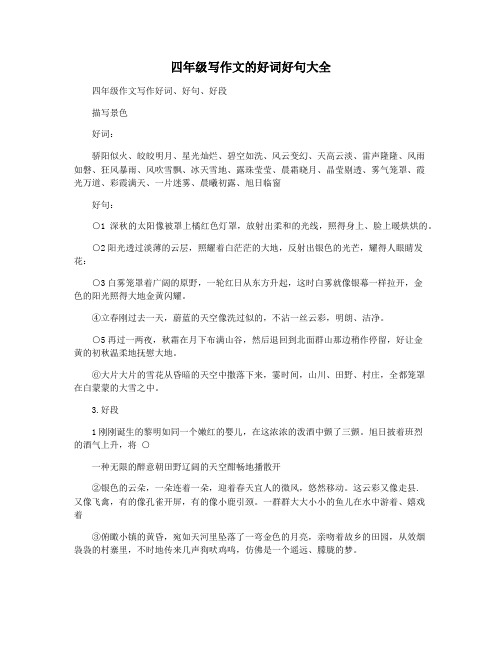 四年级写作文的好词好句大全