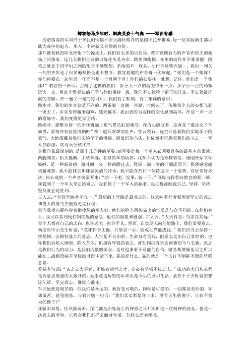 鲜衣怒马少年时,飒爽英姿士气高 ——军训有感