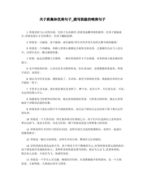 关于班集体优美句子_描写班级的唯美句子