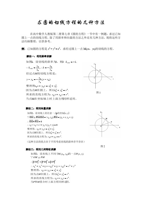 求圆的切线方程的几种方法